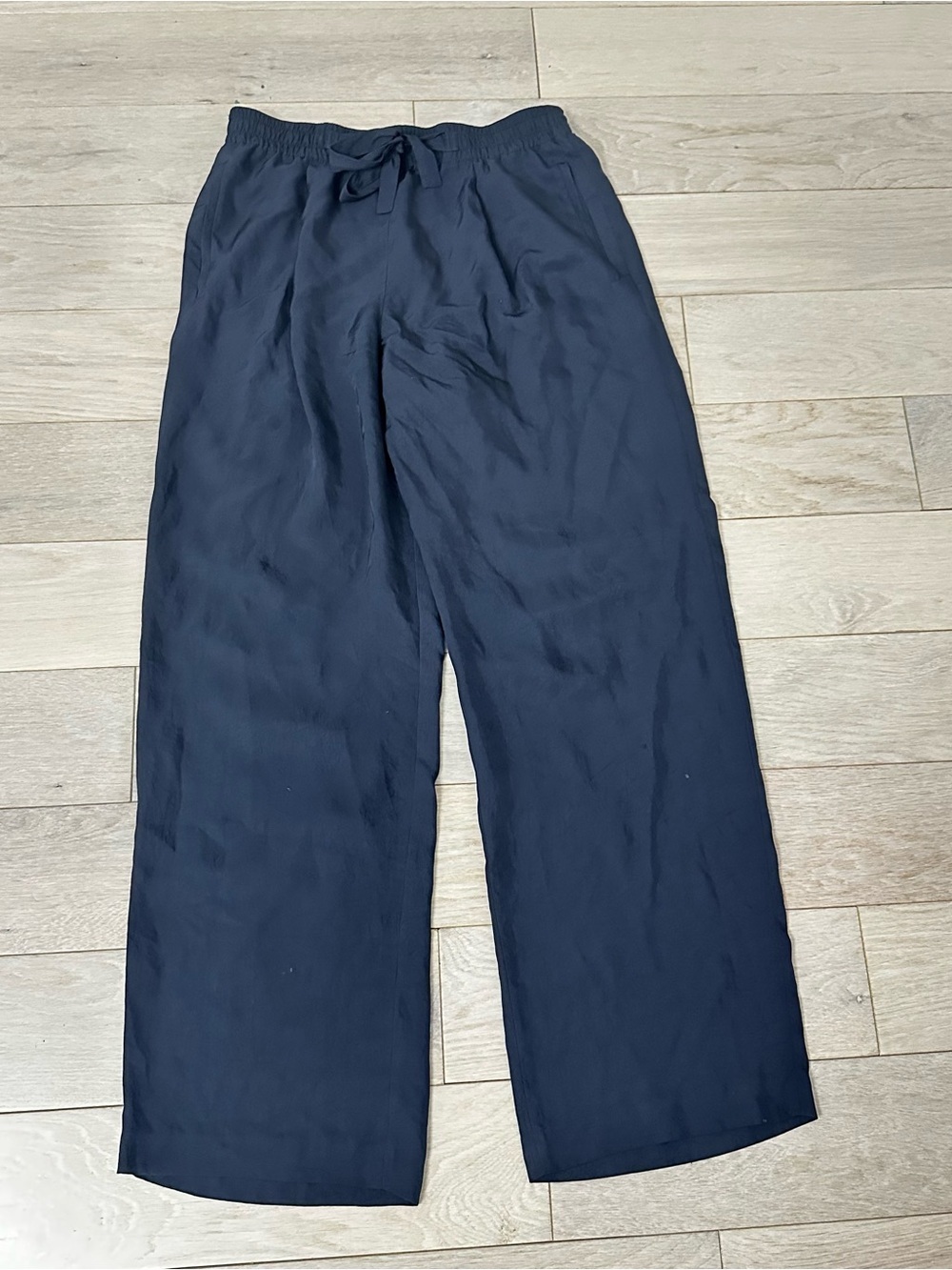 Theory Navy Wide-Leg Drawstring Trousers